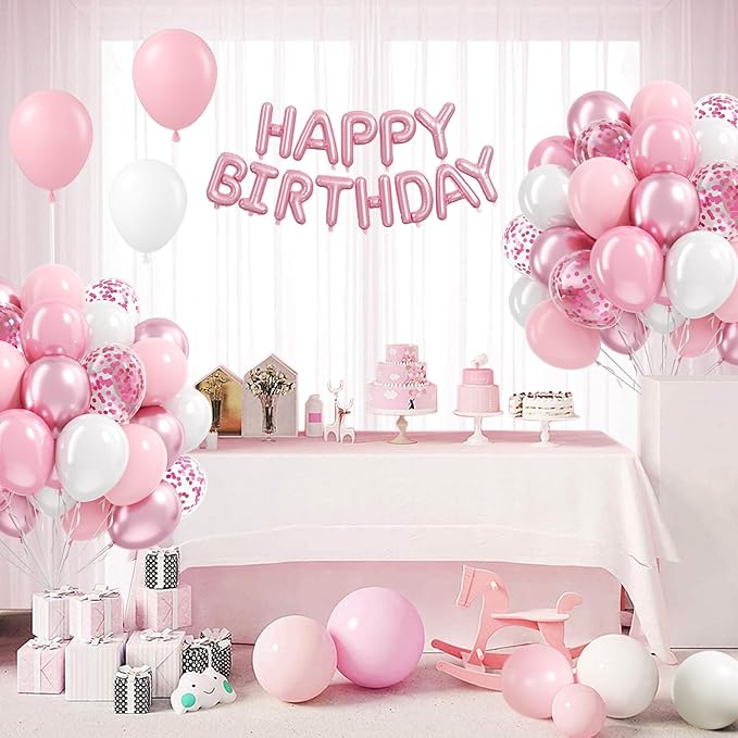Light Pink and White Balloons, 60pcs 12inch Pearl Light Baby Pink