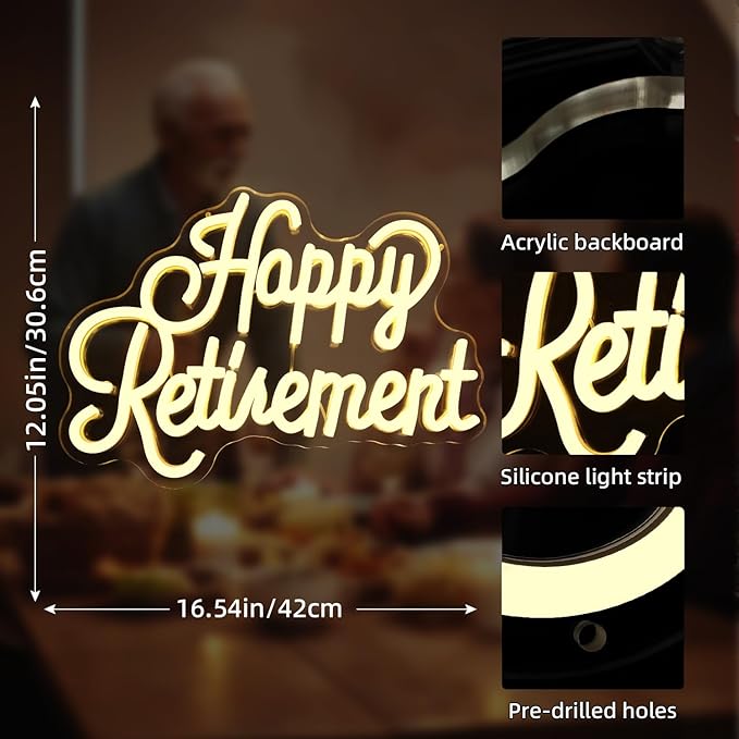 Happy Retirement Neon Sign Dimmable Led Signs USB Neon Light Sign