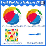 96 Pcs Summer Pool Beach Party Paper Plates Napkins Beach Pool Ball