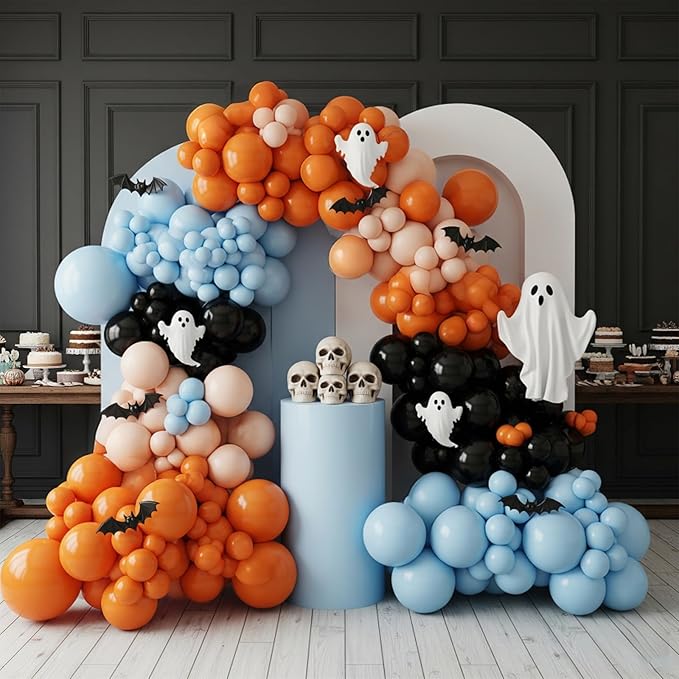 Halloween Balloon Arch Kit 120PCS Halloween Sand White Black Orange