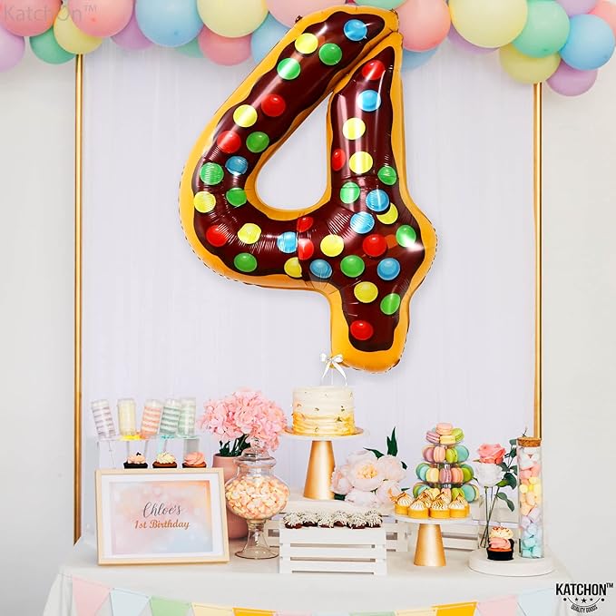 KatchOn, Giant Number 4 Balloon - 40 Inch, Donut | Birthday