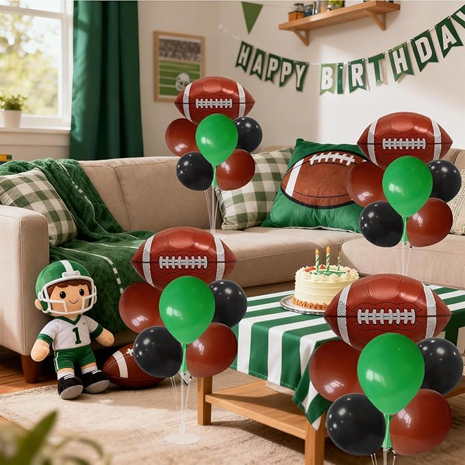 Football Game Day Balloon Stand Set Green Brown Black Football Theme