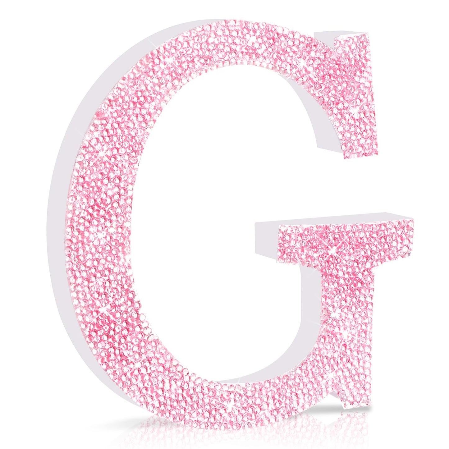 Qunclay Pink Crystal Diamond Letter Wall Decor, Glitter Wooden Bling