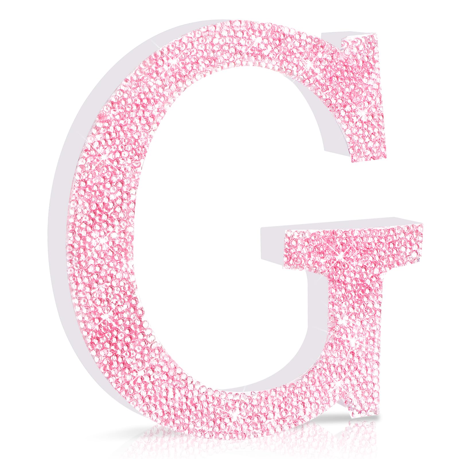 Qunclay Pink Crystal Diamond Letter Wall Decor, Glitter Wooden Bling