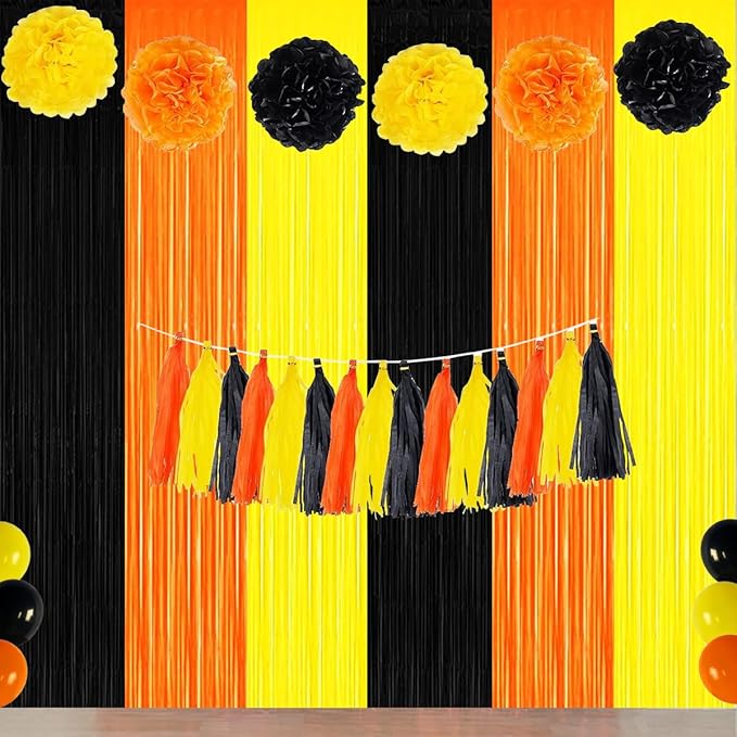Construction Birthday Party Decorations Orange Black Yellow Foil