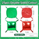 25PCS Christmas Balloons Red Green Square Foil Balloon Wall Backdrop