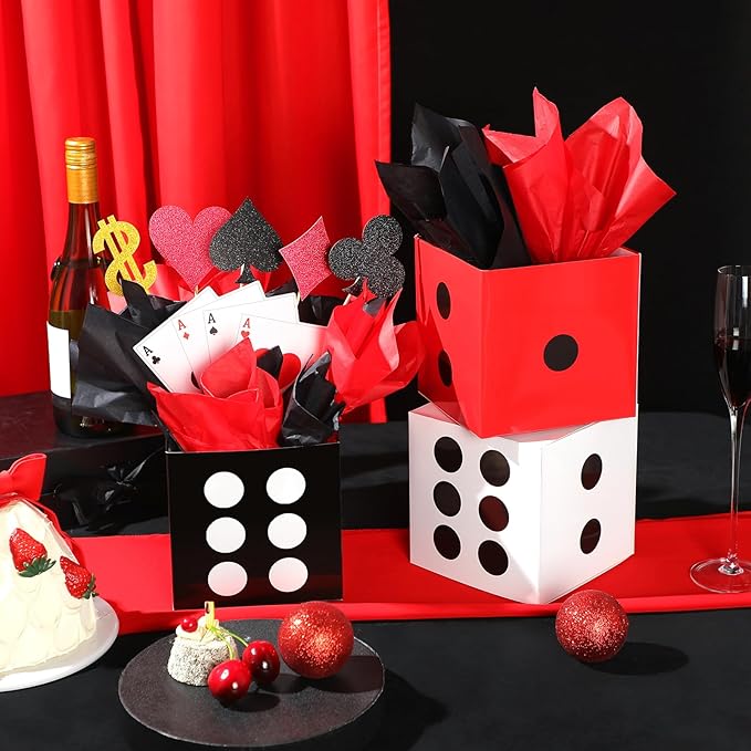 12 Set Casino Theme Party Decorations 6 x 6 x 6 Inch Paper Poker