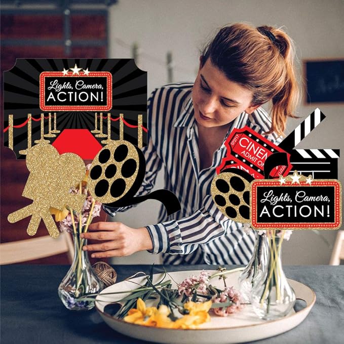 Big Dot of Happiness Red Carpet Movie Night Premium Table