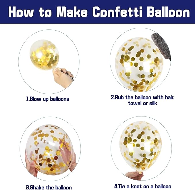 Zesliwy Navy Blue Gold Confetti Balloons Set,50pcs 12inch Royal Dark