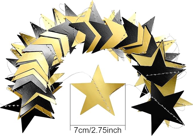 Patelai Glitter Star Garland Banner 2026 Party Decor 130 Feet Star
