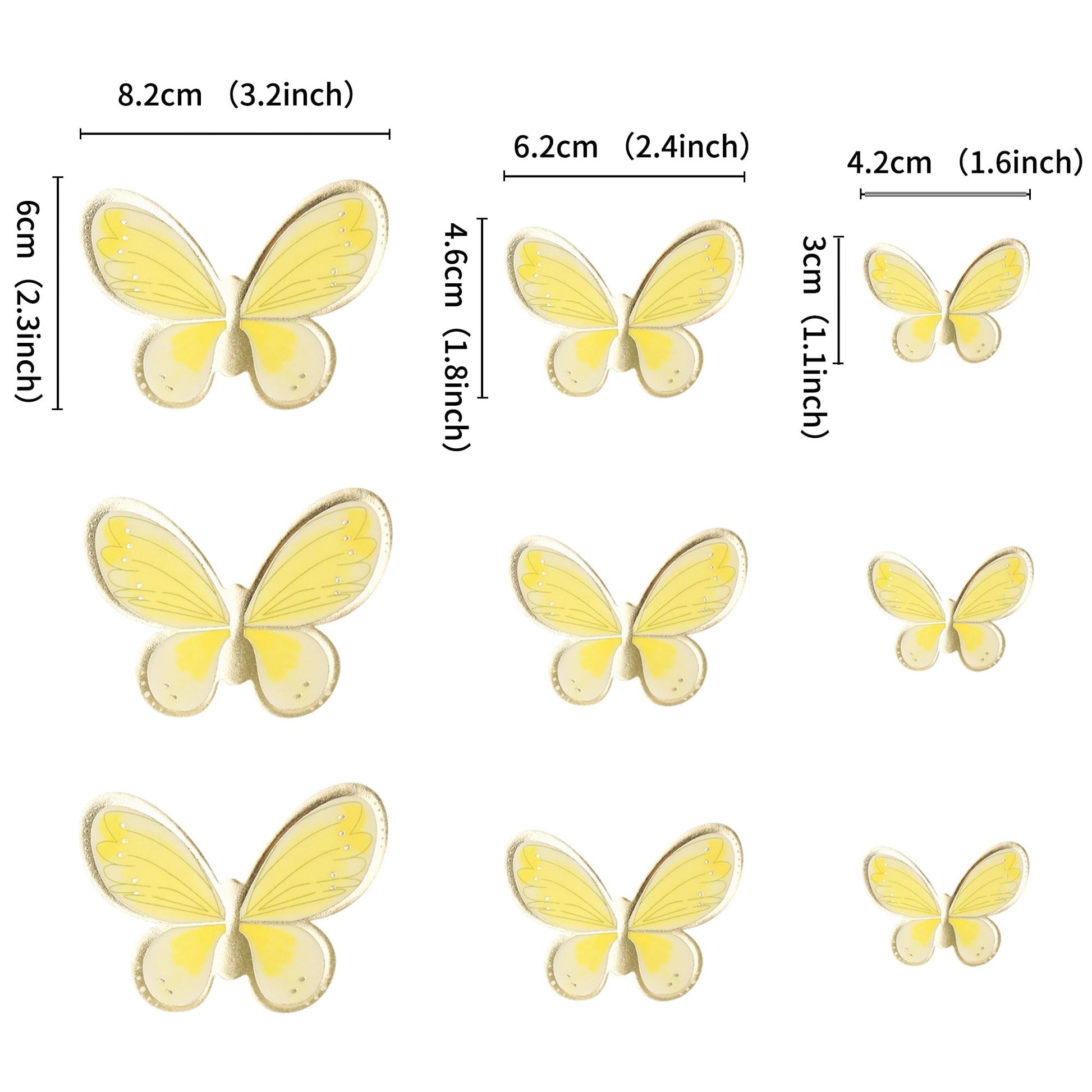 Ercadio 30 Pack 3D Butterfly Cake Toppers - Mix Sizes, Waterproof