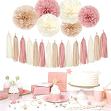 Pink Champagne Peach Rose Gold Boho Party Decorations 23pcs Women