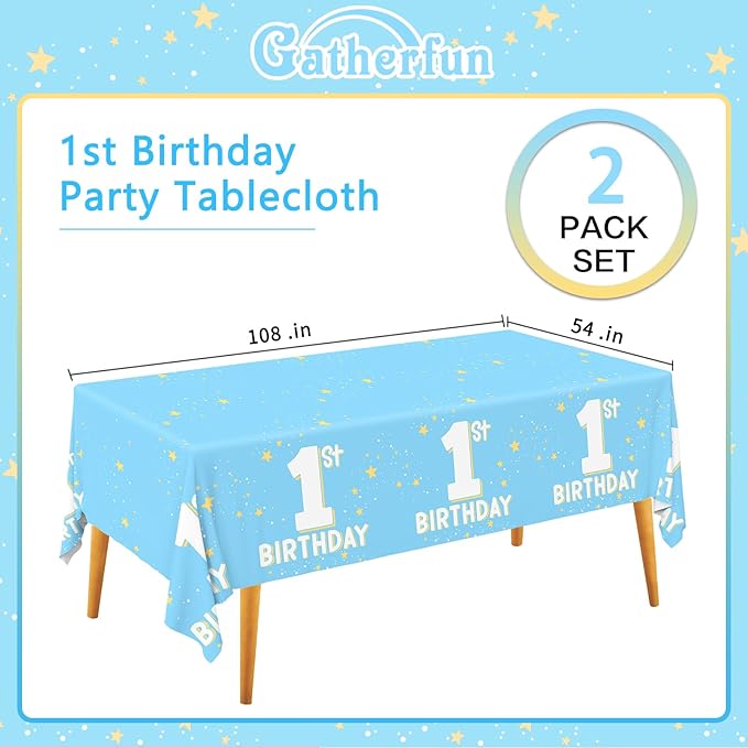 Baby Blue Party Supplies Set 1st Birthday Decorations Includes 2