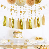 White Gold Champagne Party Decorations - 23pcs Tissue Pom Poms
