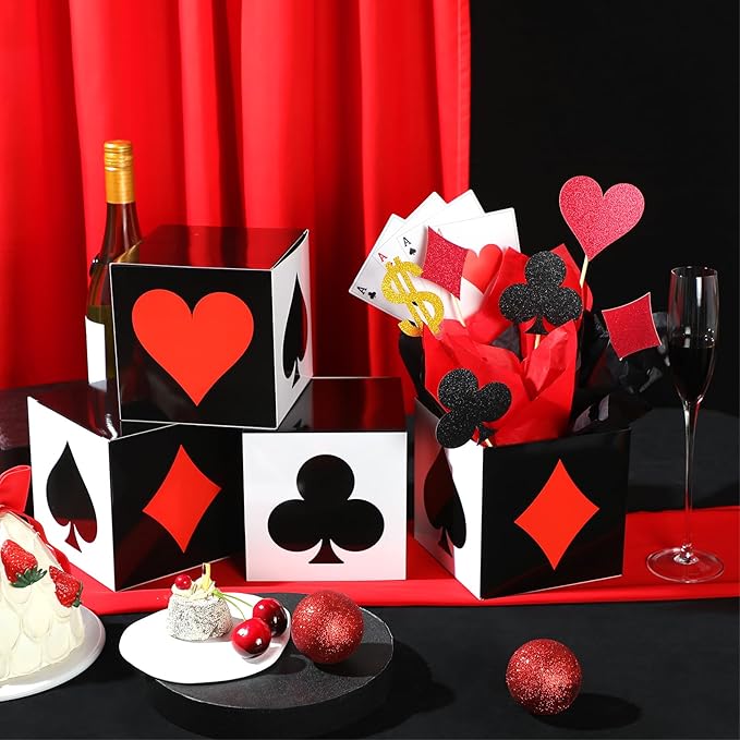 Zhanmai 12 Sets Casino Party Decorations Casino Favor Boxes (6 x 6 x