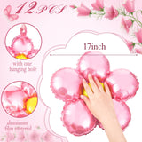 Charnoel 12 Pcs Light Pink Flower Balloon Huge Aluminum Foil Pastel