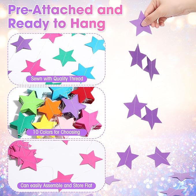 Patelai Glitter Star Garland Banner 2026 Graduation Decor 130 Feet #21