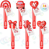 Valentines Party Favors for Kids Mini Bubble Wands Bulk with Card 24