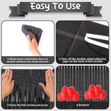 Voircoloria 2 Pack Black Foil Fringe Backdrop Curtains, Tinsel