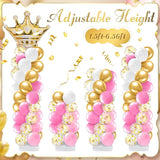 2 Sets Princess Party Balloon Column Stand Kit with 2 Crown Foil