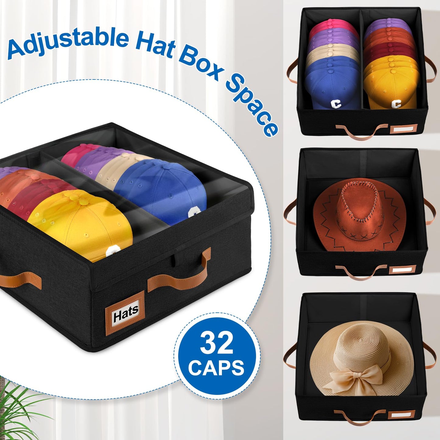 Dofilachy 2-in-1 Stackable Hat Storage for Baseball Caps with Clear