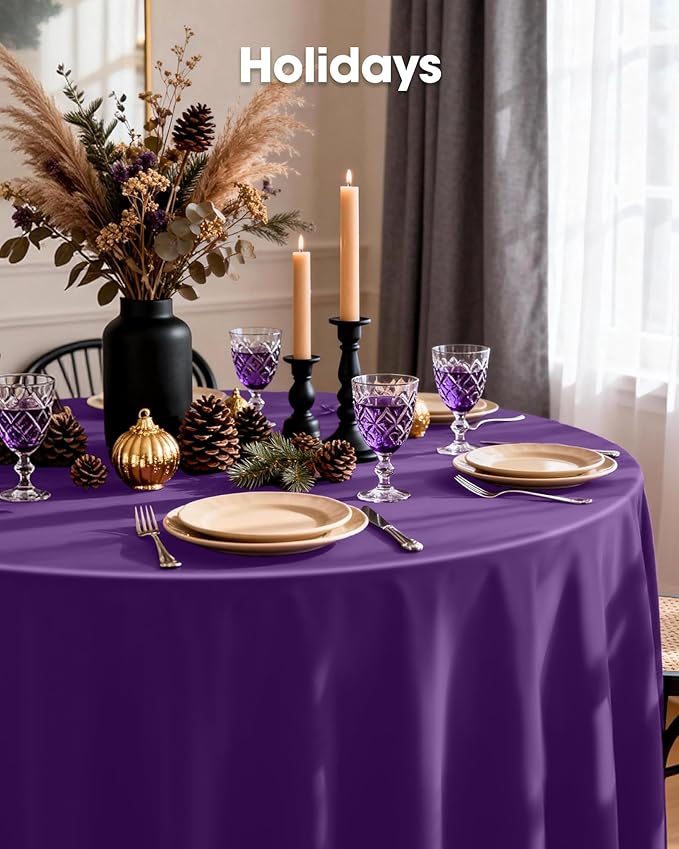 Pureegg Plastic Table Cloth Disposable 10 Pack, 84'' Round Table Cloth