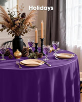 Pureegg Plastic Table Cloth Disposable 10 Pack, 84'' Round Table Cloth