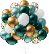 Green and Gold Balloons, 67Pcs 12 inch Metallic Green Gold Confetti