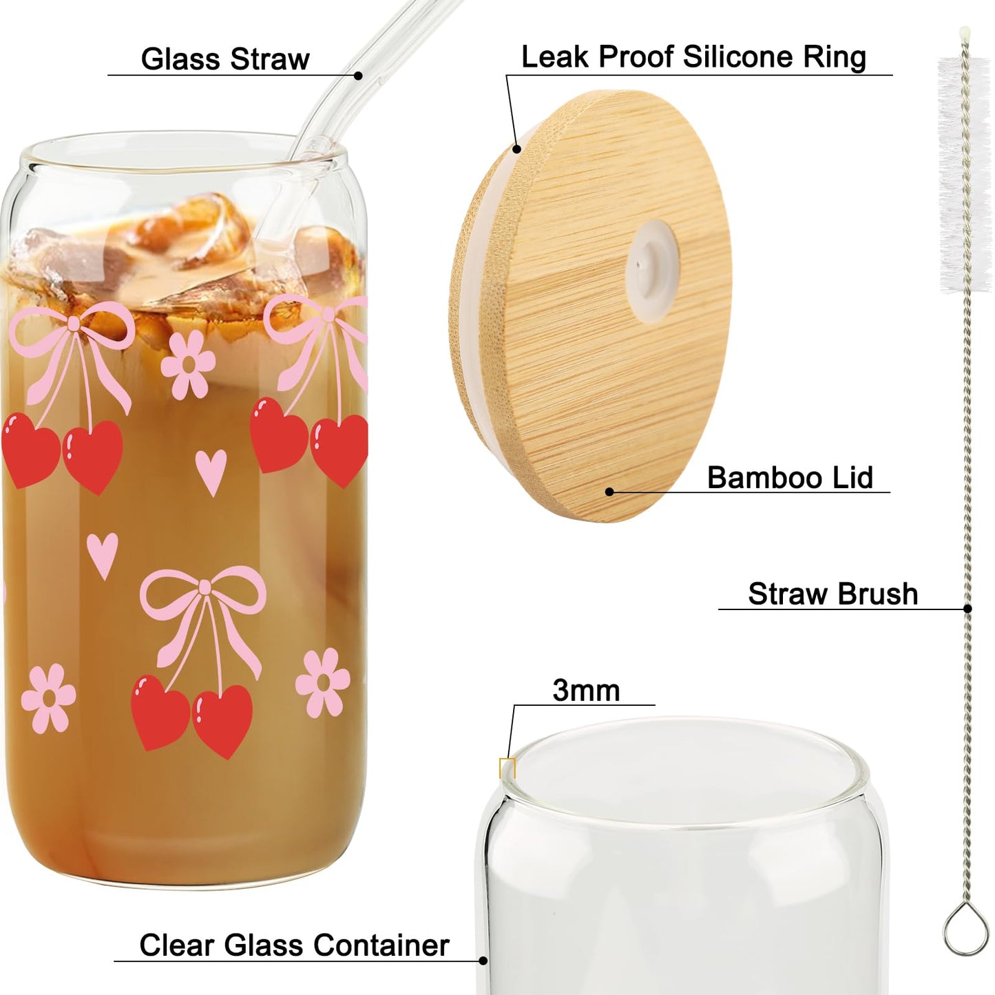 Cherry Bow Cup, Birthday Gifts for Women, Girly Gifts for Her, Sister,
