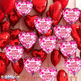 10Pcs 18 Inch Red Heart Balloons Valentine's Day Heart Shape Foil