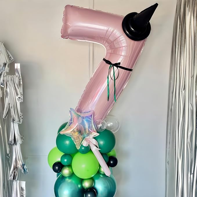Light Pink Foil Balloon Number 7, 40'' Giant Self Inflating Number