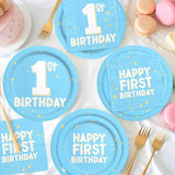 1st Birthday Decorations Boy Baby Blue Party Supplies Kit for 16