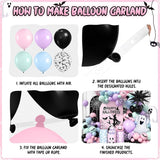 120 Pcs Halloween Balloon Arch Pink and Black Balloon Arch Kit