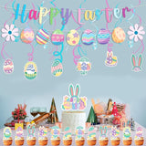 Easter Party Decorations Set with Happy Banner Rabbit Big Tablecloth