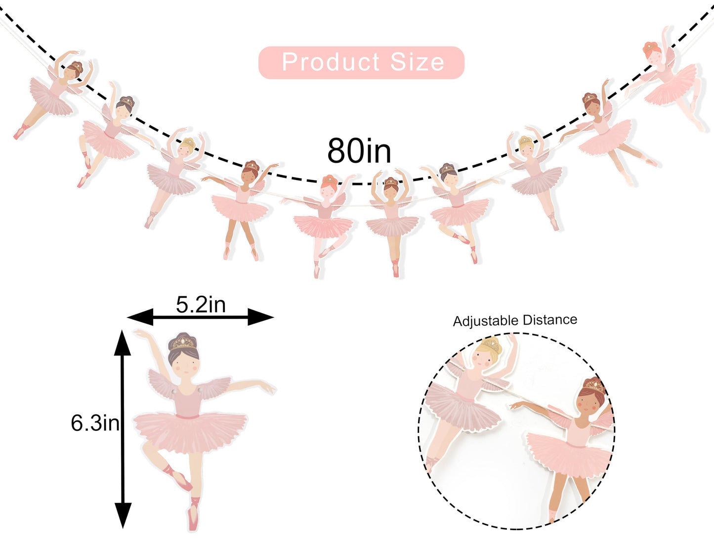 Ballet Girls Birthday Decorations - Ballerina Party Garland,Pink