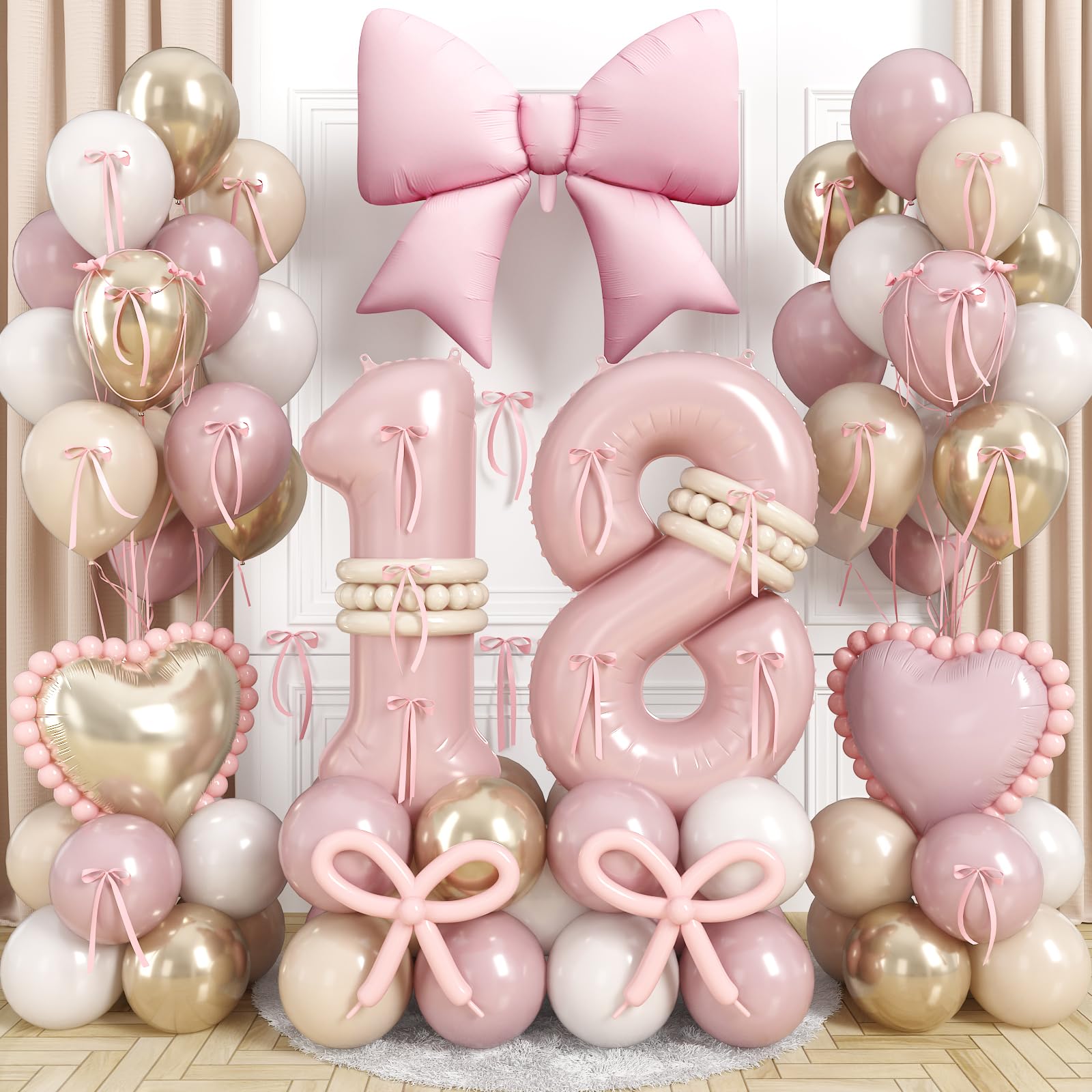 Dusty Pink Balloon Number 18 for 18th Birthday Decorations Girls,