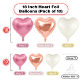 Pink White Heart Balloons, 19PCS Rose Gold and White Heart Shape