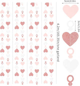 Rose-Gold Pink White Heart-Ring Garland - 52Ft Engagement