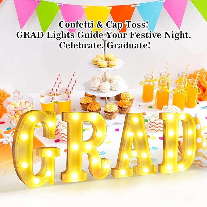 LED Light Up Letters GRAD Sign for Graduation Party Decorations