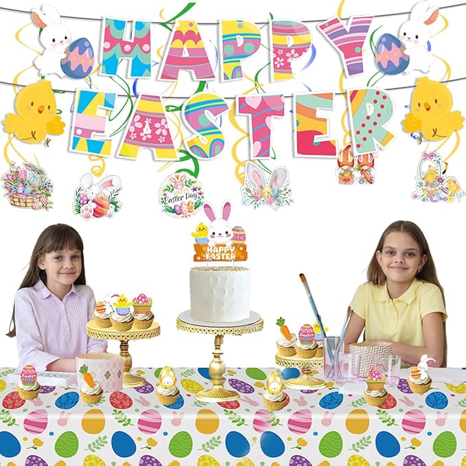 Easter Party Decorations Supplies Bunny Egg Garland Happy Banner