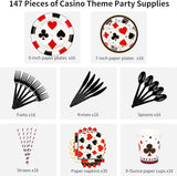 147 Pieces Casino Theme Party Supplies Tableware Set Includes Plates