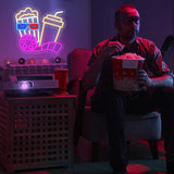 Movie Night With Popcorn Neon Sign for Wall Decor Cinema Led Neon