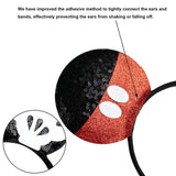 CHuangQi 2pcs Mouse Ears Headbands with Shiny Bow Double-sided Sequins