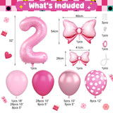 Pink 2nd Birthday Balloons Decorations, Hot Pink Rose Polka Dots