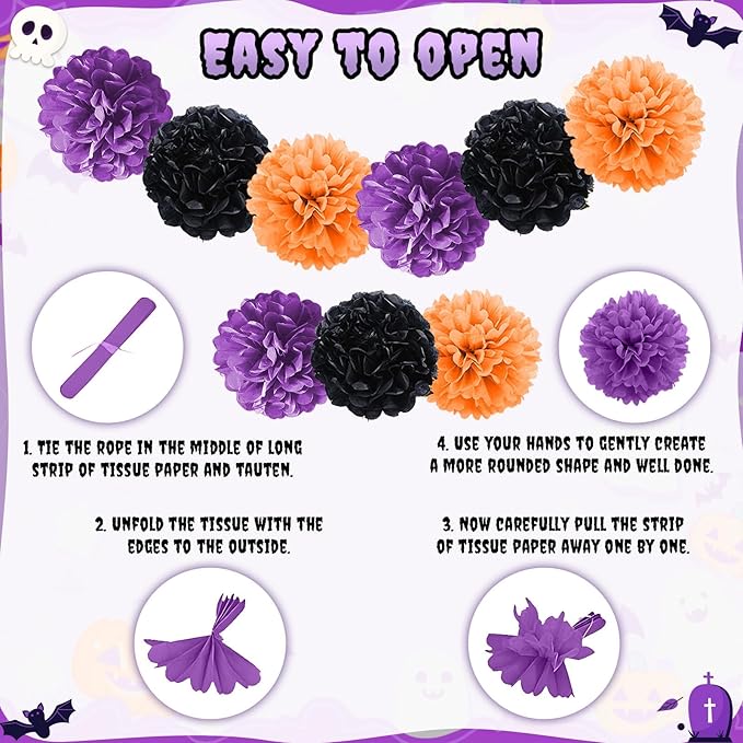 Purple Black Orange Party Decorations Set Halloween Decorations Kit