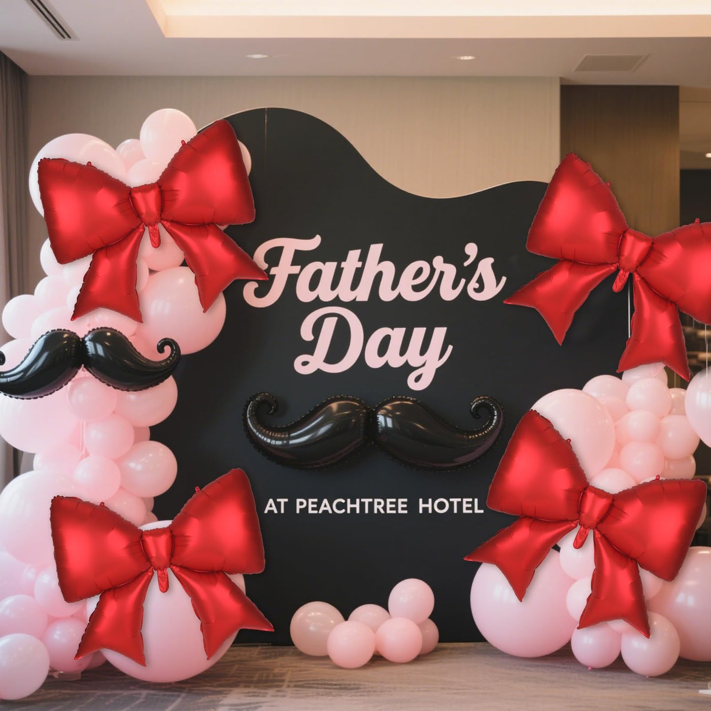 4Pcs Giant Bow Balloons, 97.5cm/38in Big Elegant Coquette Theme Red