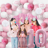 10th Birthday Decorations for Girls Pink Number 10 Balloon Bow