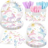 168PCS Unicorn Party Supplies Pastel Rainbow Unicorn Birthday