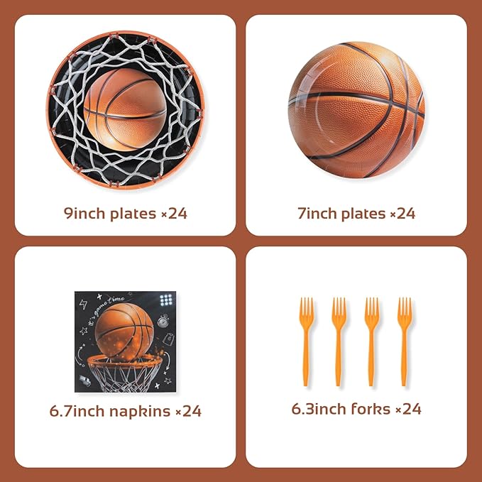 96Pcs Basketball Party Decorations Serve 24 Basketball Theme