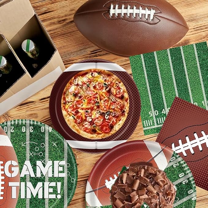 Football Party Supplies Kit Serve 24 Dinner Plates Napkins Banner
